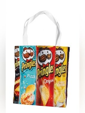 Pringles Multi-Flavor Collage Canvas Tote Bag NWOT 13x15“